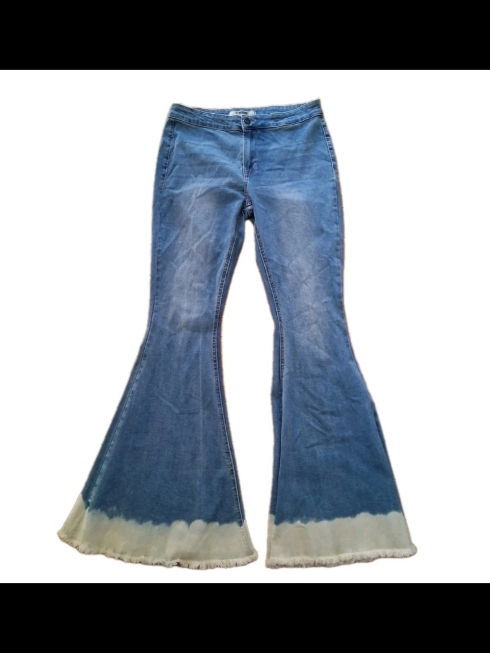 Rock&Roll Womens Jeans high waisted Boho med wash w/Ivory Bell Bottoms. sz 31x34
